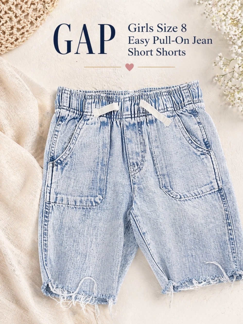 GAP Light Blue Girls Pull-On Denim Shorts